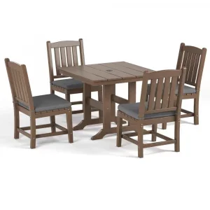 Torva-5-Piece-Square-Dining-Table-Set-(4 x Side Chair)-Brown