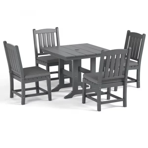 Torva-5-Piece-Square-Dining-Table-Set-(4 x Side Chair)-Grey