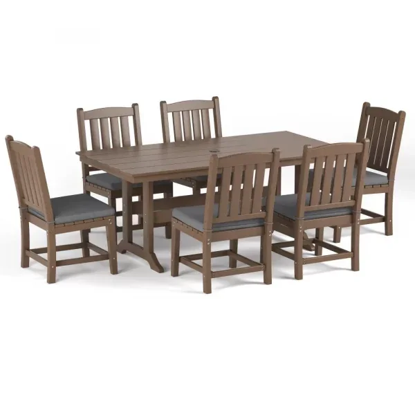 Torva-7-Piece-Rectangle-Dining-Table-Set-(6 x Side Chair)-Brown